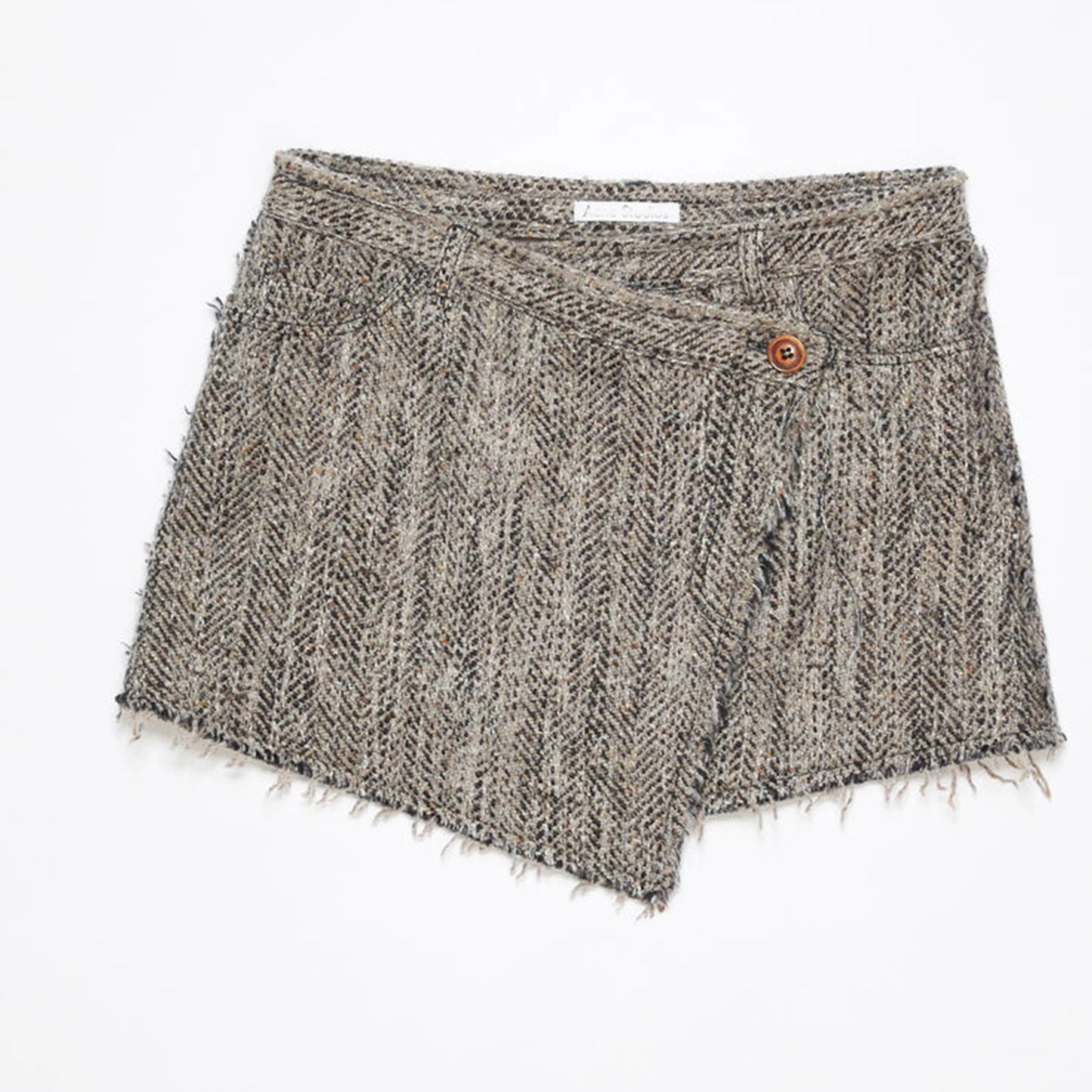 Gray Herringbone Wrap-Front Mini Skort